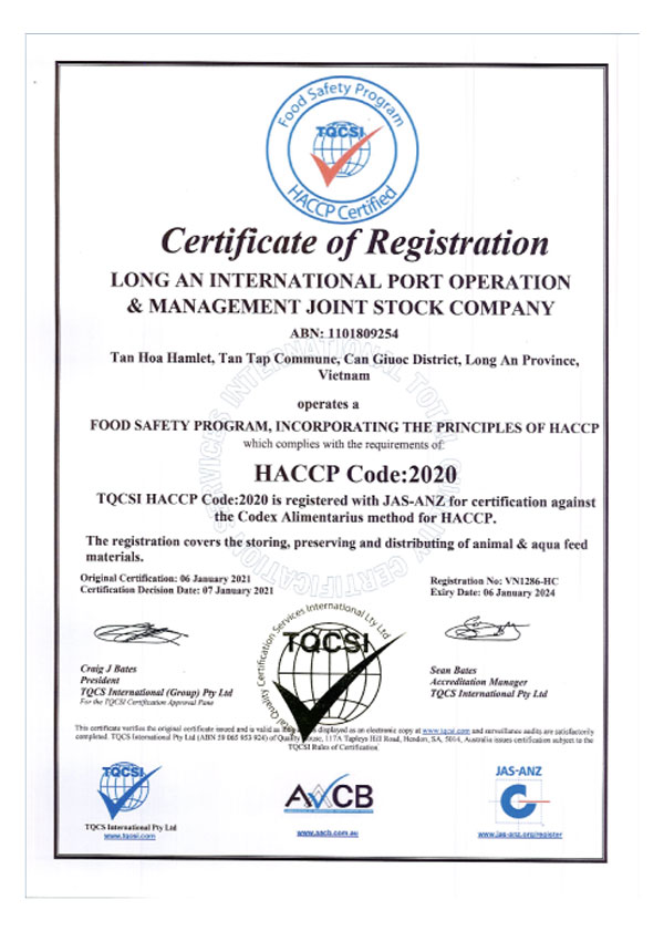 Certificate Haccp